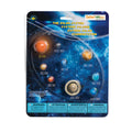 Solar system toy set featuring sun and eight highly detailed miniature planets in an acetate tray