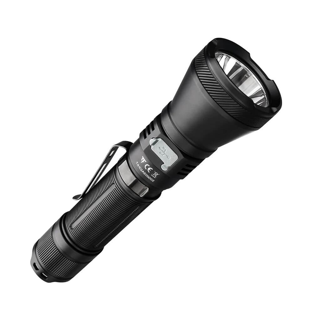 Trustfire T40R black heavy duty tactical flashlight with 1800 lumen long range beam — view 3