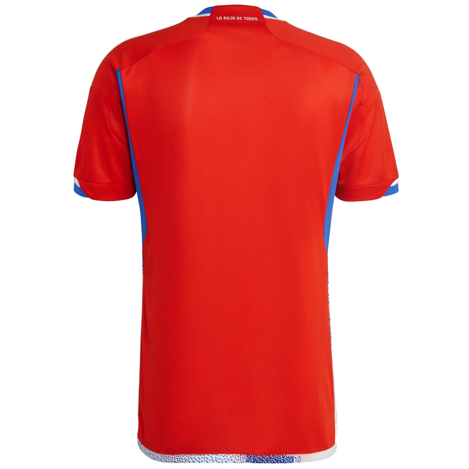 Official Adidas Chile national team home soccer jersey in iconic red with white stripes — view 2