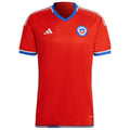 Official Adidas Chile national team home soccer jersey in iconic red with white stripes