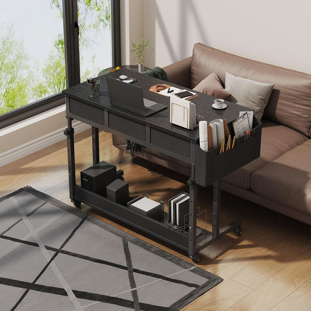 Adjustable height rolling standing desk with integrated drawers and heavy duty casters in a modern finish — view 4