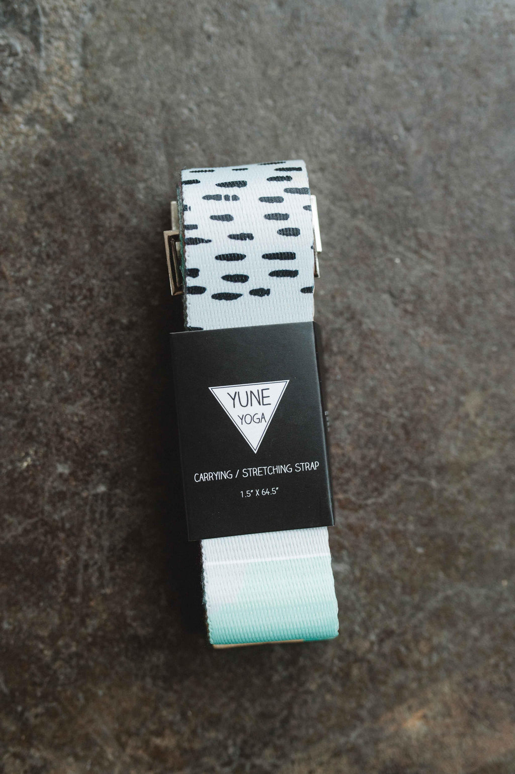 Hemlock yoga strap in forest green organic cotton with adjustable metal D-ring buckles — view 4