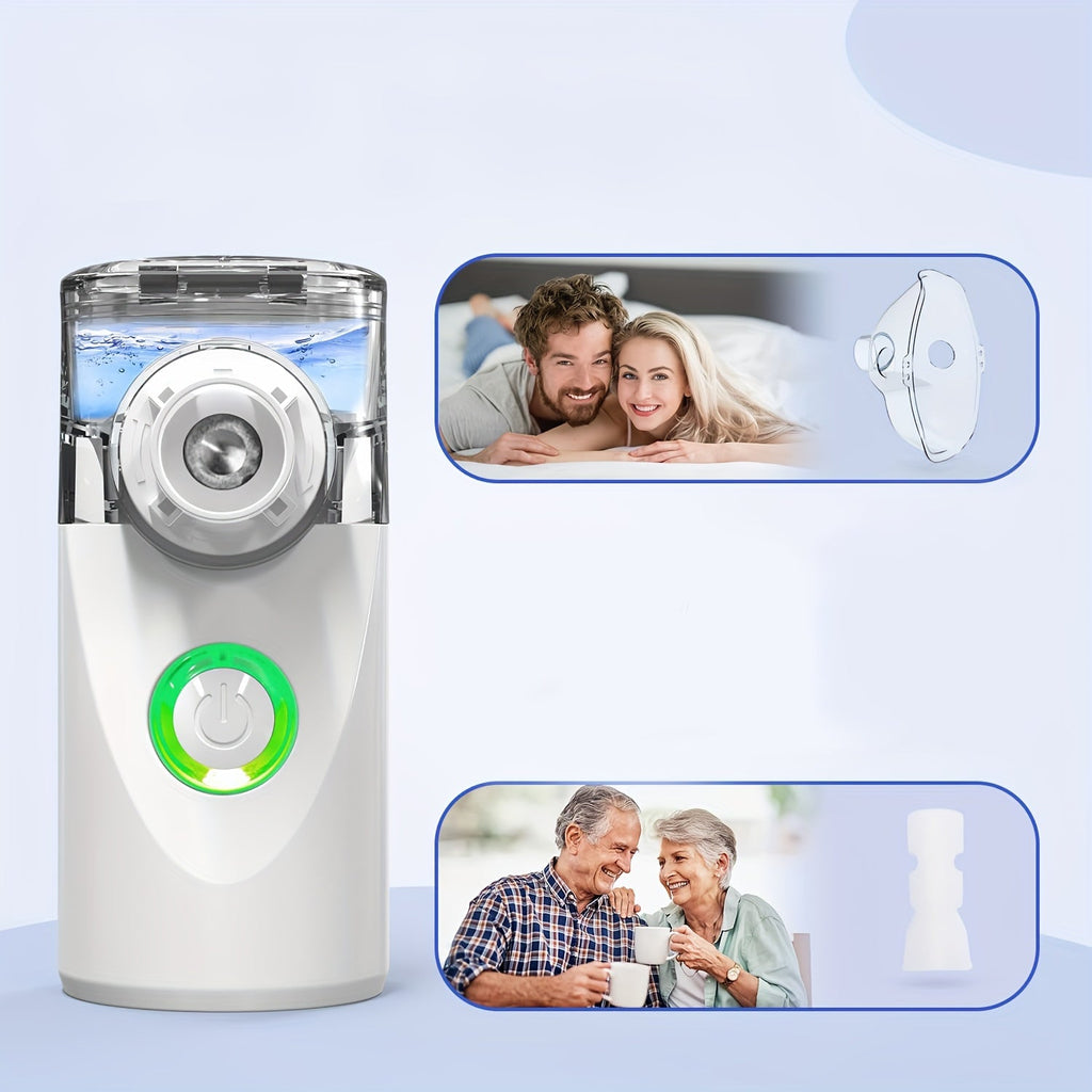 Portable facial steamer and humidifier in blue, featuring compact design and USB charging capability. — view 3