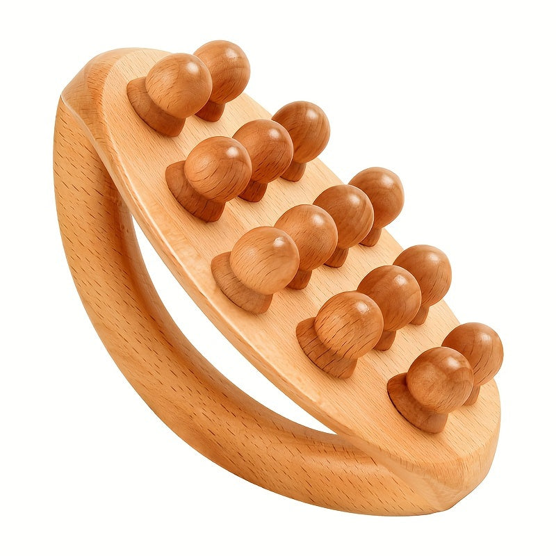 Two brown carbonized solid wood 12-bead Gua Sha massage sticks for full body myofascial release — view 4