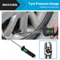 Digital dual-head tire pressure gauge with backlit LCD screen and stainless steel grip