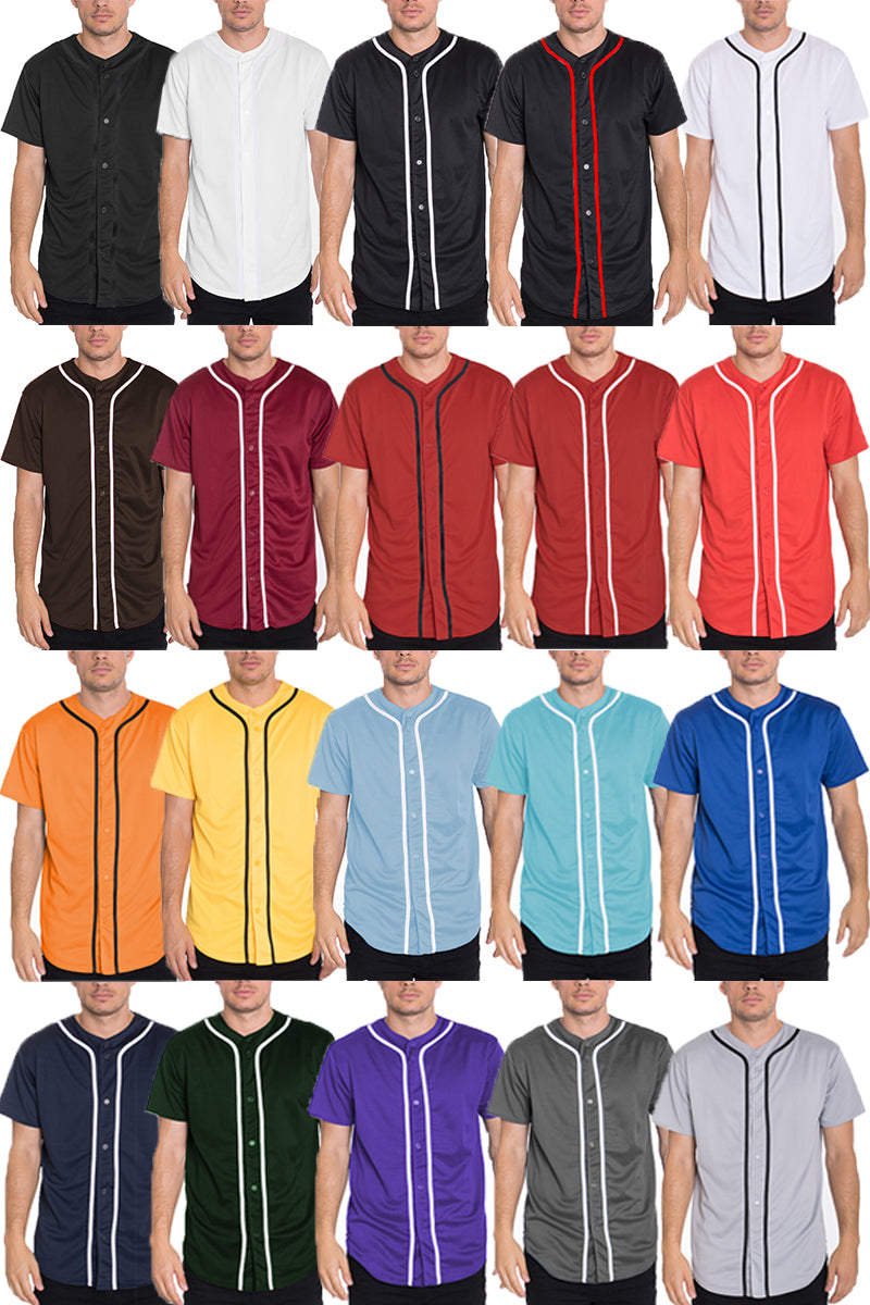 Classic baseball jersey with center stripe detail, short sleeves, and front button closure — view 2