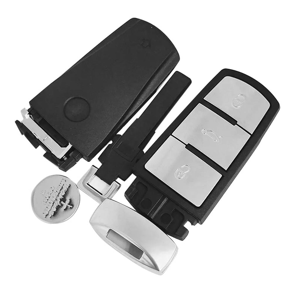 Black ABS 3-button smart remote key fob replacement for Volkswagen vehicles with internal chip — view 4