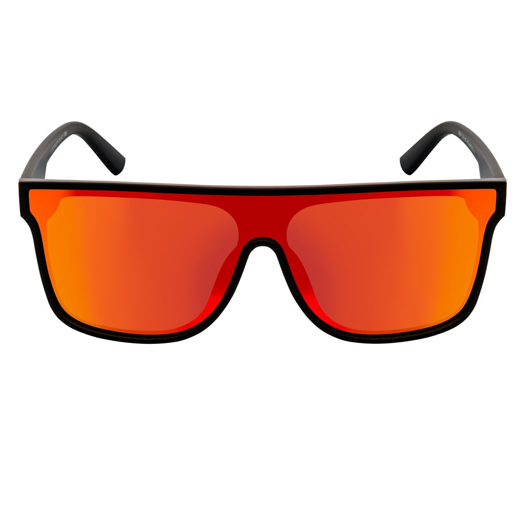 AEON - Flat Top Shield Polarized Sunglasses Mono  Black Orange Mirror-2