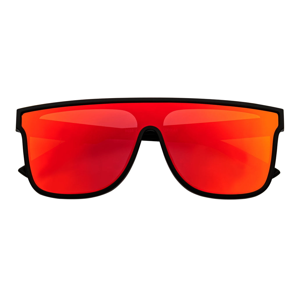 AEON - Flat Top Shield Polarized Sunglasses Mono  Black Orange Mirror-0