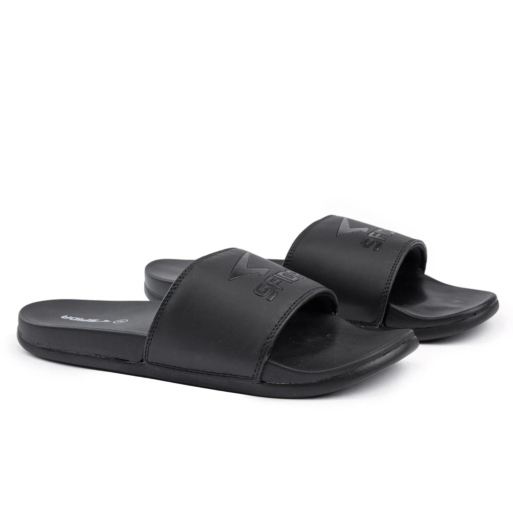 Black Laze men's slides with foam padded sole for casual comfort and everyday active lifestyles — view 2
