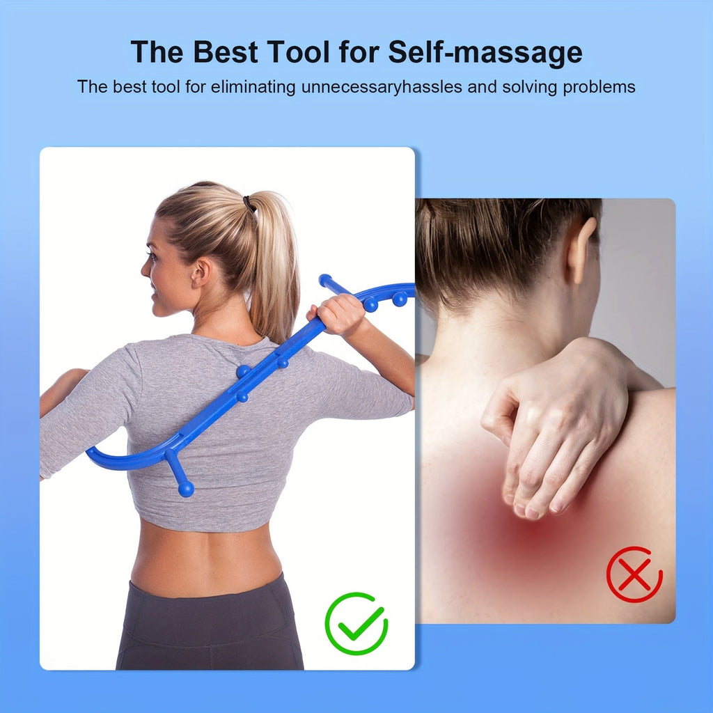 Blue lead-free S-shaped self-massage stick for deep tissue and trigger point therapy — view 4