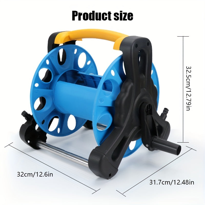 Compact garden hose stand in vibrant blue plastic, freestanding portable frame for outdoor yard organization — view 3