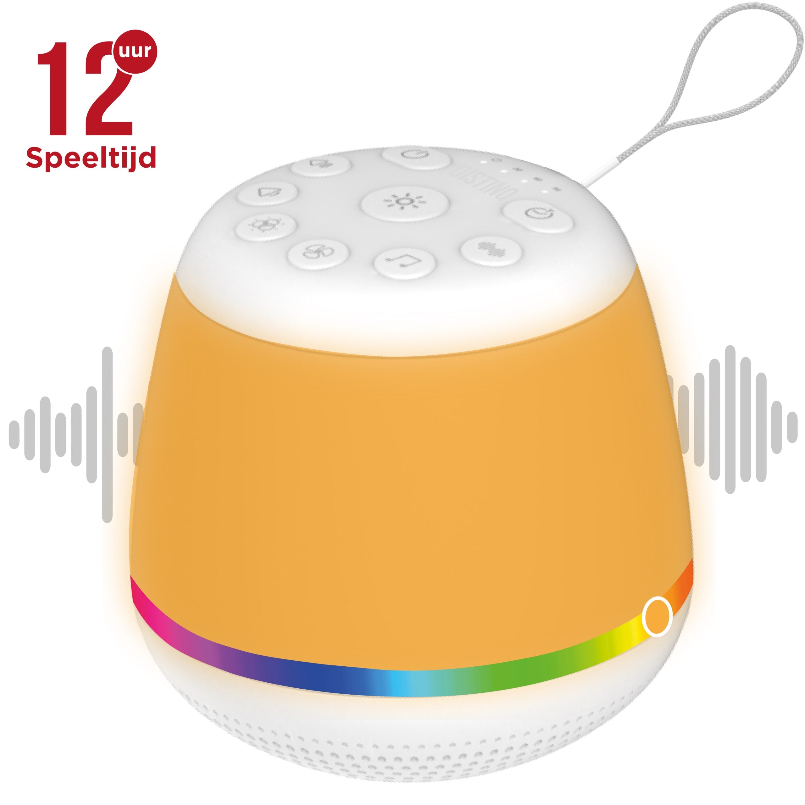 DistinQ compact white noise machine with glowing LED night light for improved sleep and relaxation