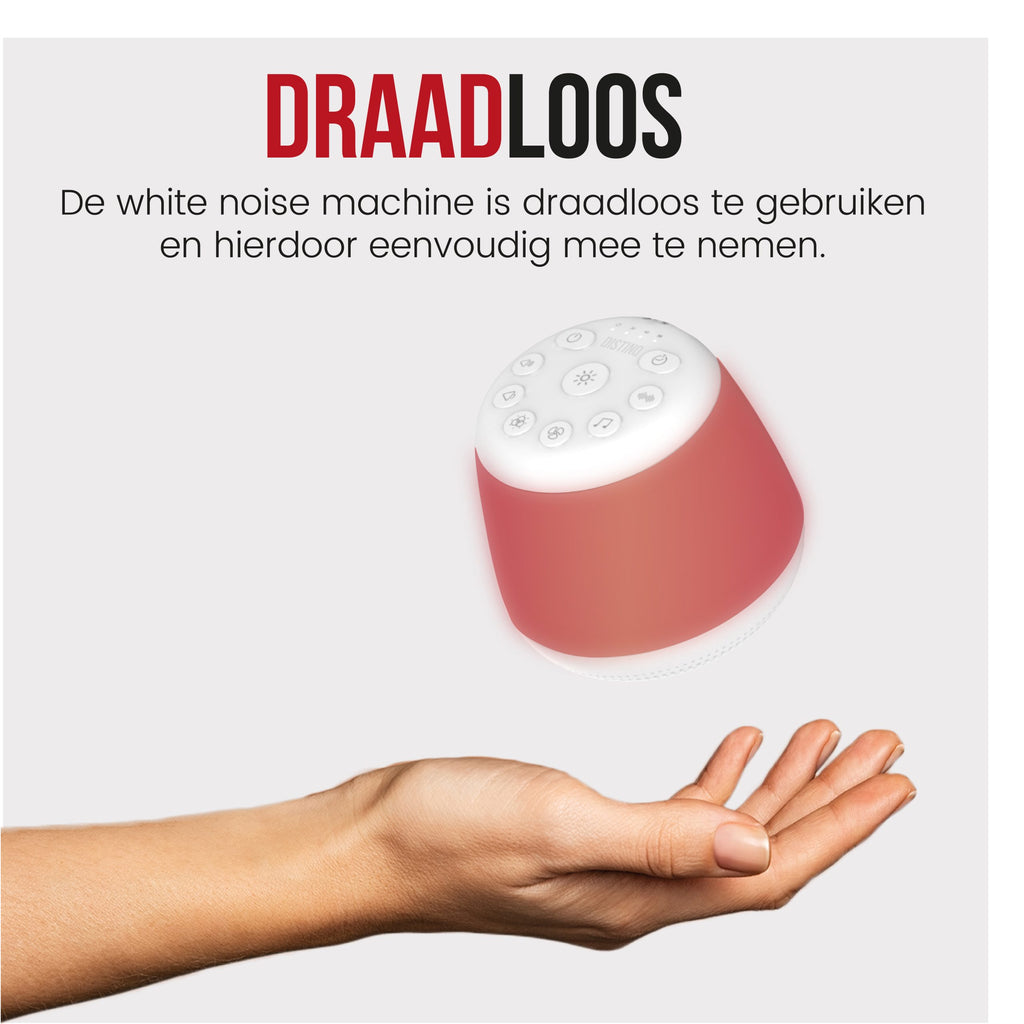 DistinQ compact white noise machine with glowing LED night light for improved sleep and relaxation — view 3