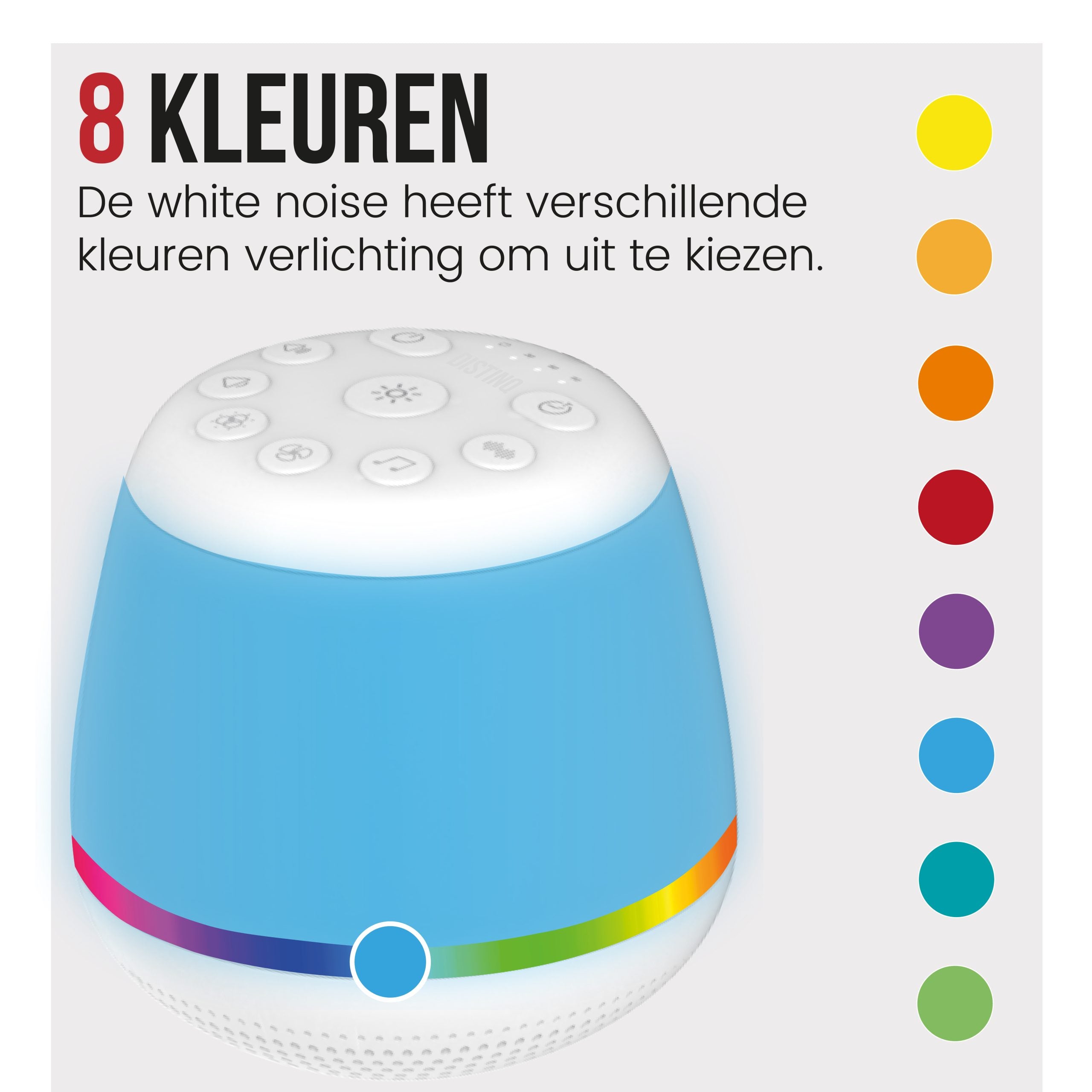 DistinQ compact white noise machine with glowing LED night light for improved sleep and relaxation — view 6