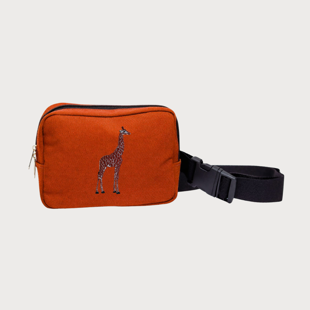 Giraffe Everyday Belt Bag, lightweight handmade Kenyan fanny pack with secure zip and adjustable strap — view 5
