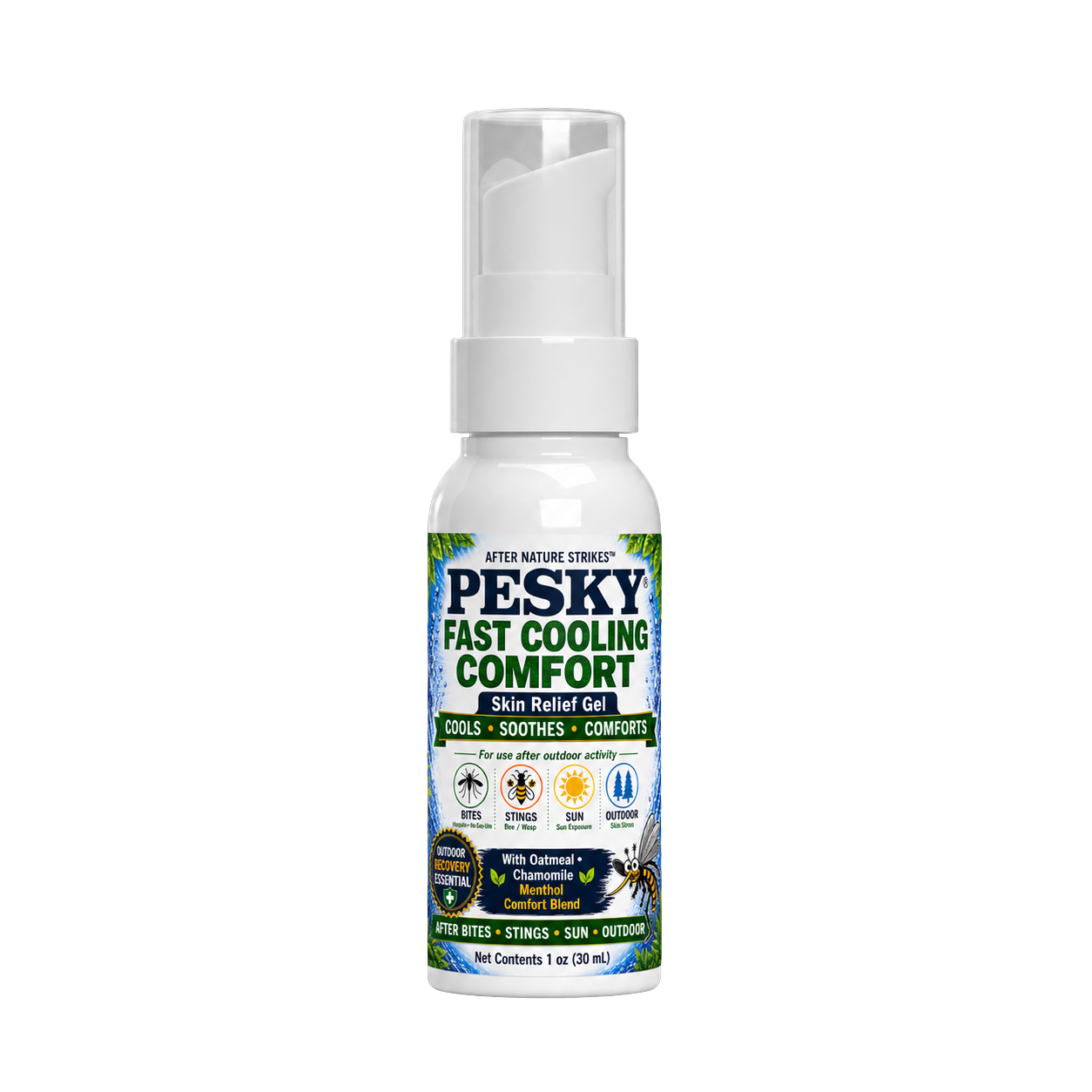 PESKY roll-on post-bite calming gel for fast cooling skin relief from bug bites and stings
