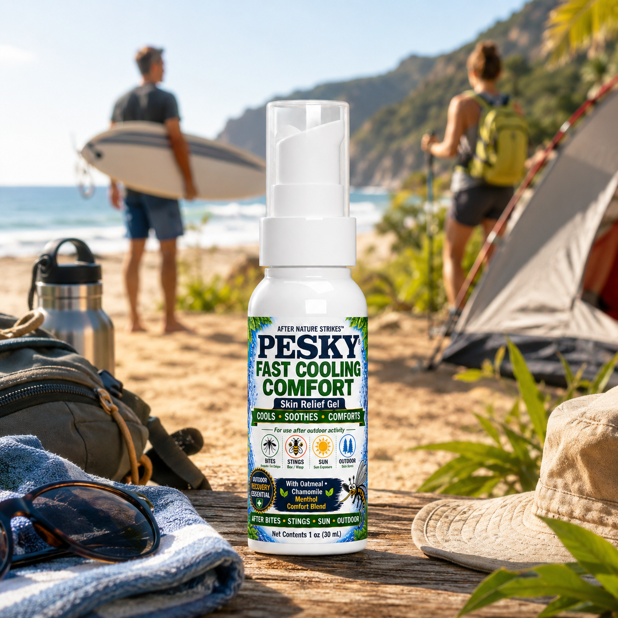 PESKY roll-on post-bite calming gel for fast cooling skin relief from bug bites and stings — view 2