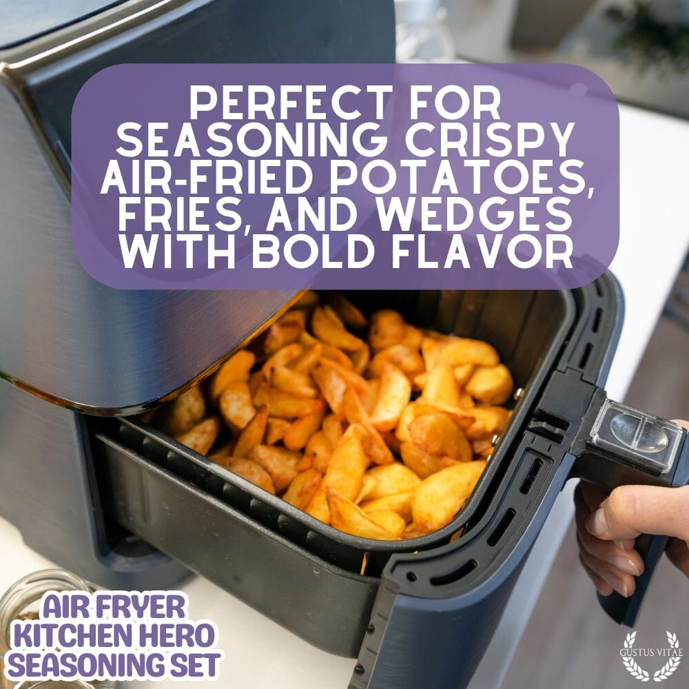 Air fryer seasoning set with six artisanal gourmet spice blend flavors in round magnetic tins — view 2