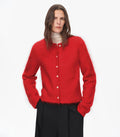 Brushed alpaca wool cardigan sweater for women in a fluffy relaxed boxy fit design