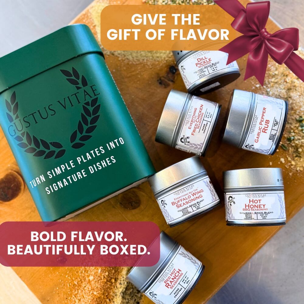 All American Wings Seasoning Set in six magnetic tins inside a premium polished gift box — view 3