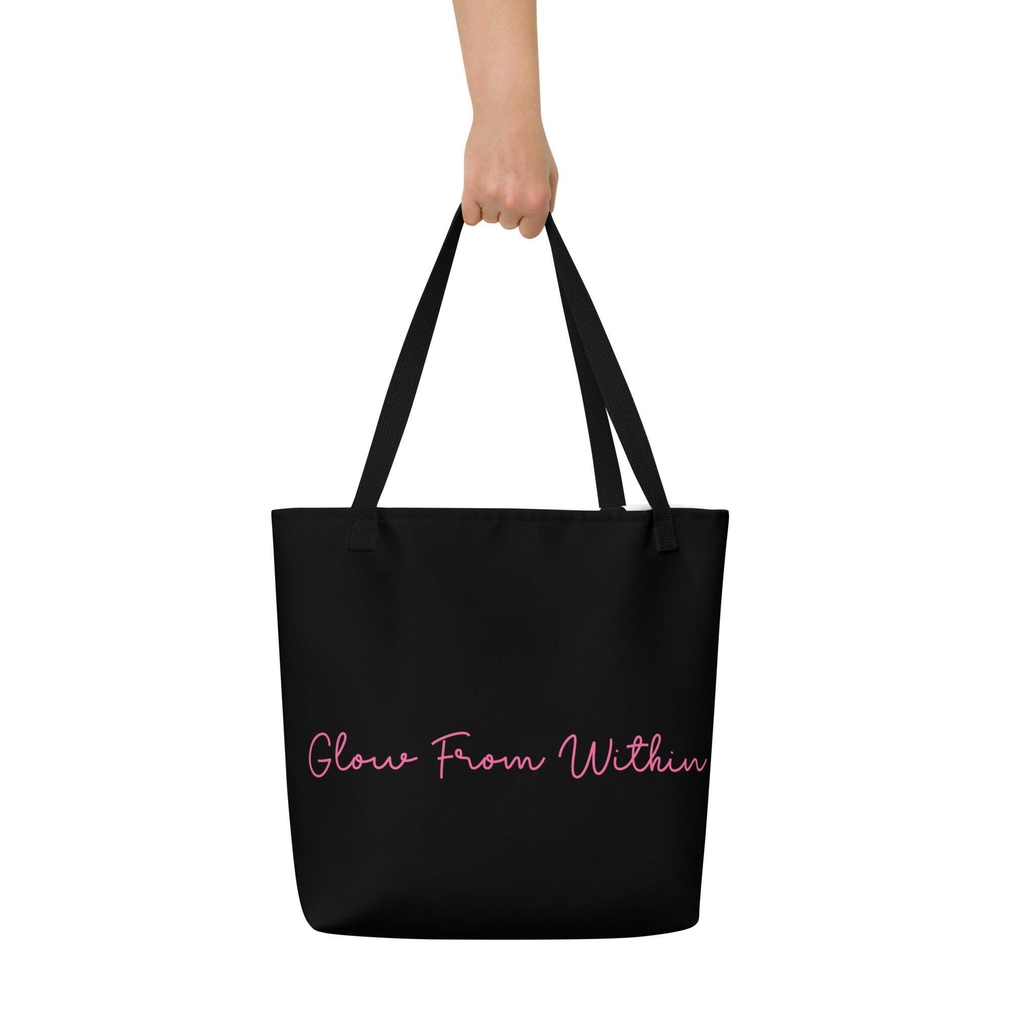 All-over print large tote bag with comfortable cotton handles and vibrant colors for beach travel — view 5