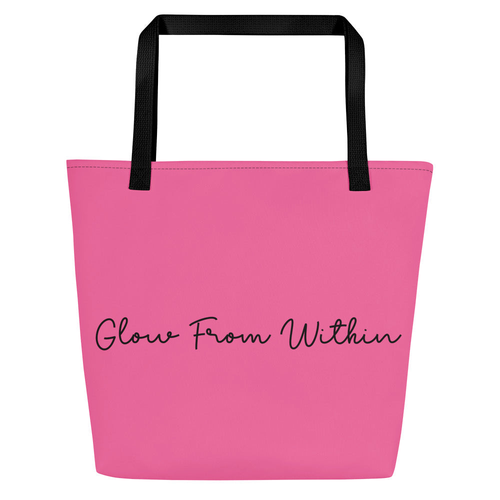 Vibrant all-over print large tote bag with sturdy cotton webbing handles and spacious interior — view 2