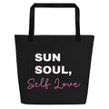 All-over print large tote bag with comfortable cotton handles and vibrant colors for beach travel