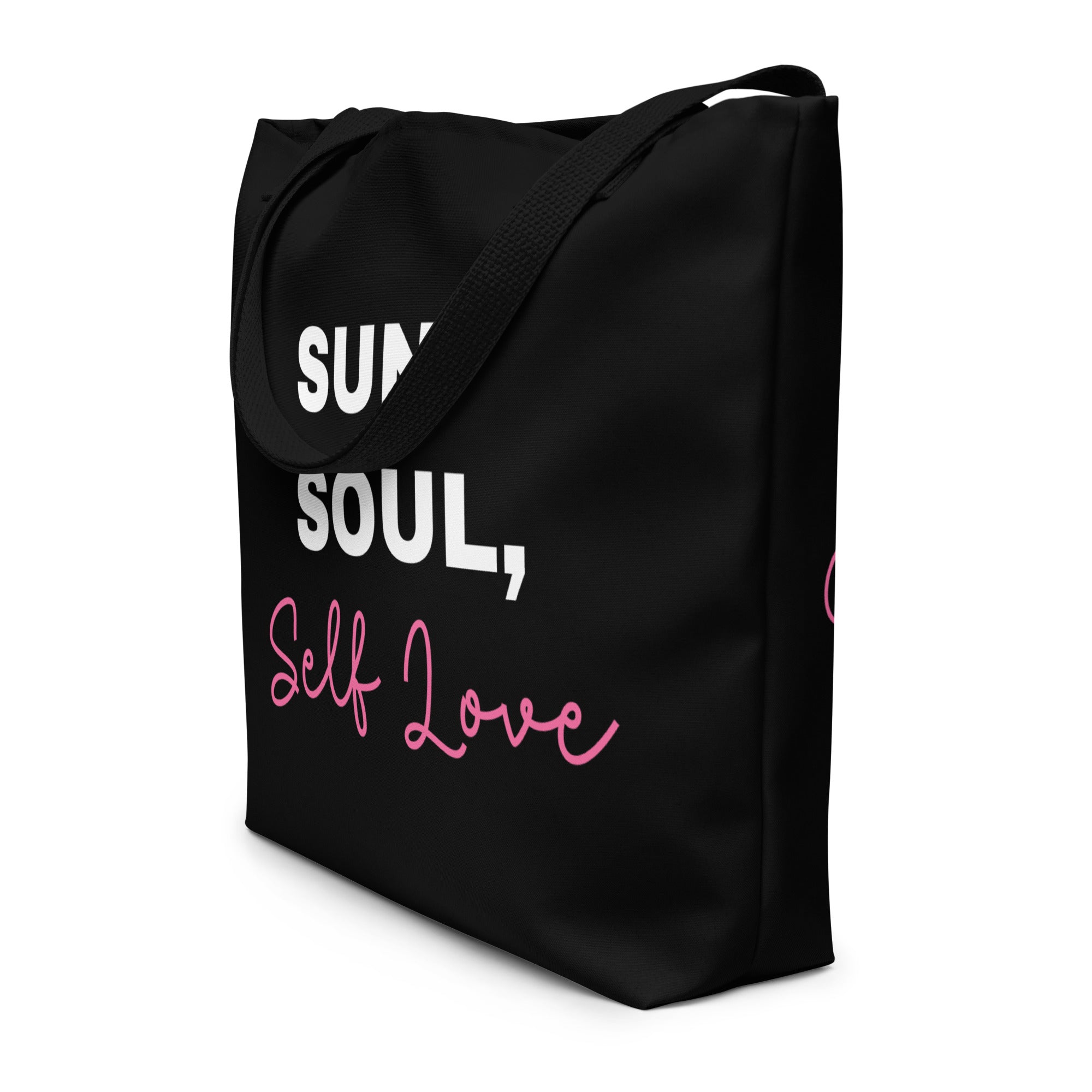 All-over print large tote bag with comfortable cotton handles and vibrant colors for beach travel — view 4