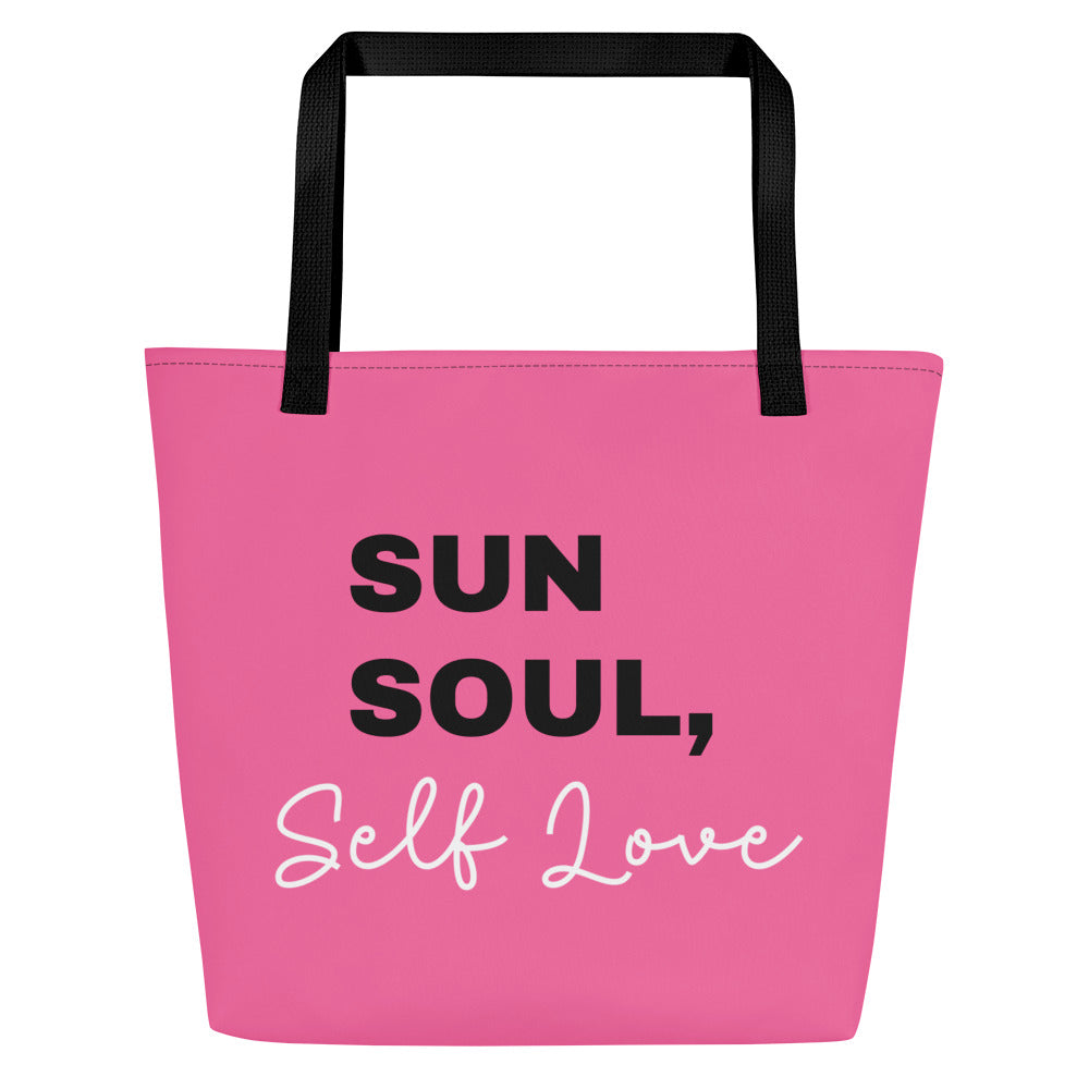 Vibrant all-over print large tote bag with sturdy cotton webbing handles and spacious interior
