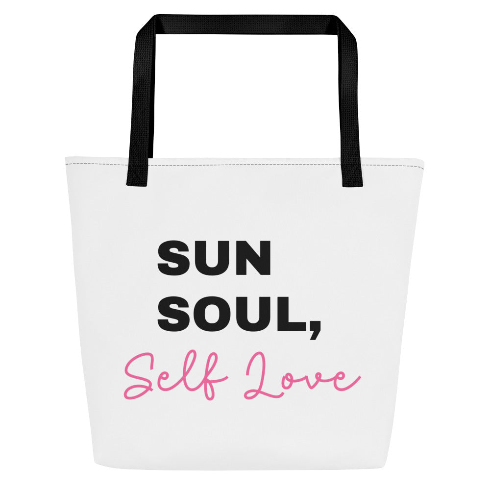 All-over print large tote bag with vibrant colors and sturdy cotton webbing handles