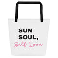 All-over print large tote bag with vibrant colors and sturdy cotton webbing handles