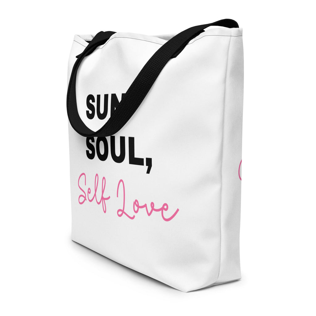All-over print large tote bag with vibrant colors and sturdy cotton webbing handles — view 5