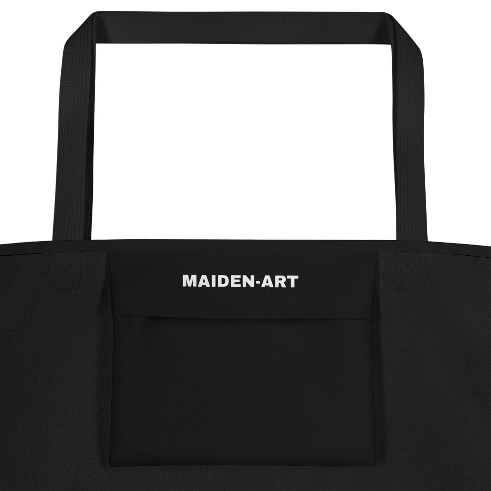 All-over print large tote bag with comfortable cotton handles and vibrant colors for beach travel — view 3