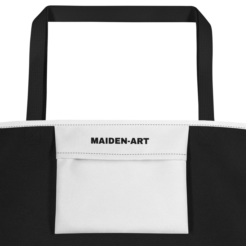 All-over print large tote bag with vibrant colors and sturdy cotton webbing handles — view 3