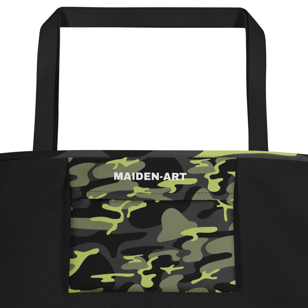 All-over print large tote bag with comfortable cotton handles and vibrant beach-ready colorful design — view 3