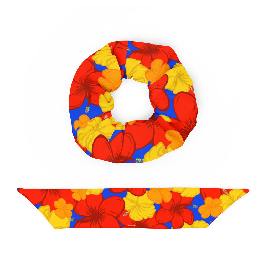 Vibrant recycled sunburst hair scrunchie with a removable bow detail and smooth stretch fabric. — view 2