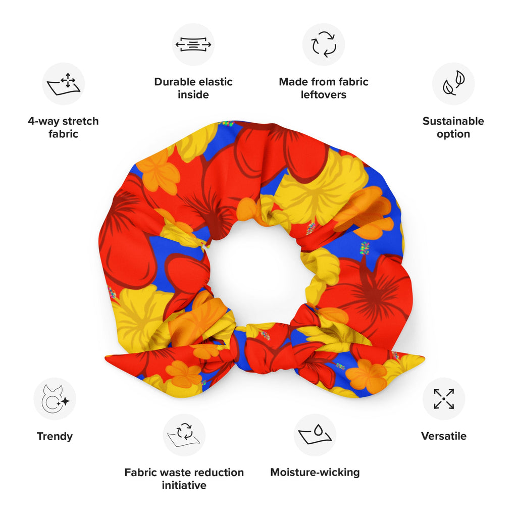 Vibrant recycled sunburst hair scrunchie with a removable bow detail and smooth stretch fabric. — view 3