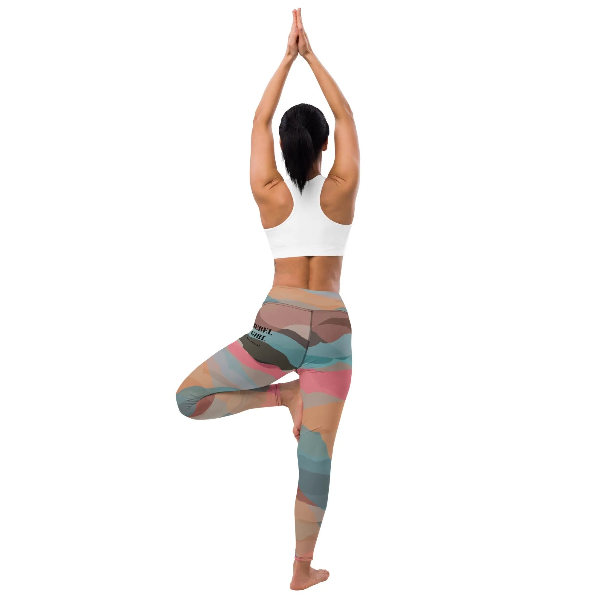 Women's high-waisted yoga leggings in solid color with four-way stretch fabric and raised waistband. — view 5