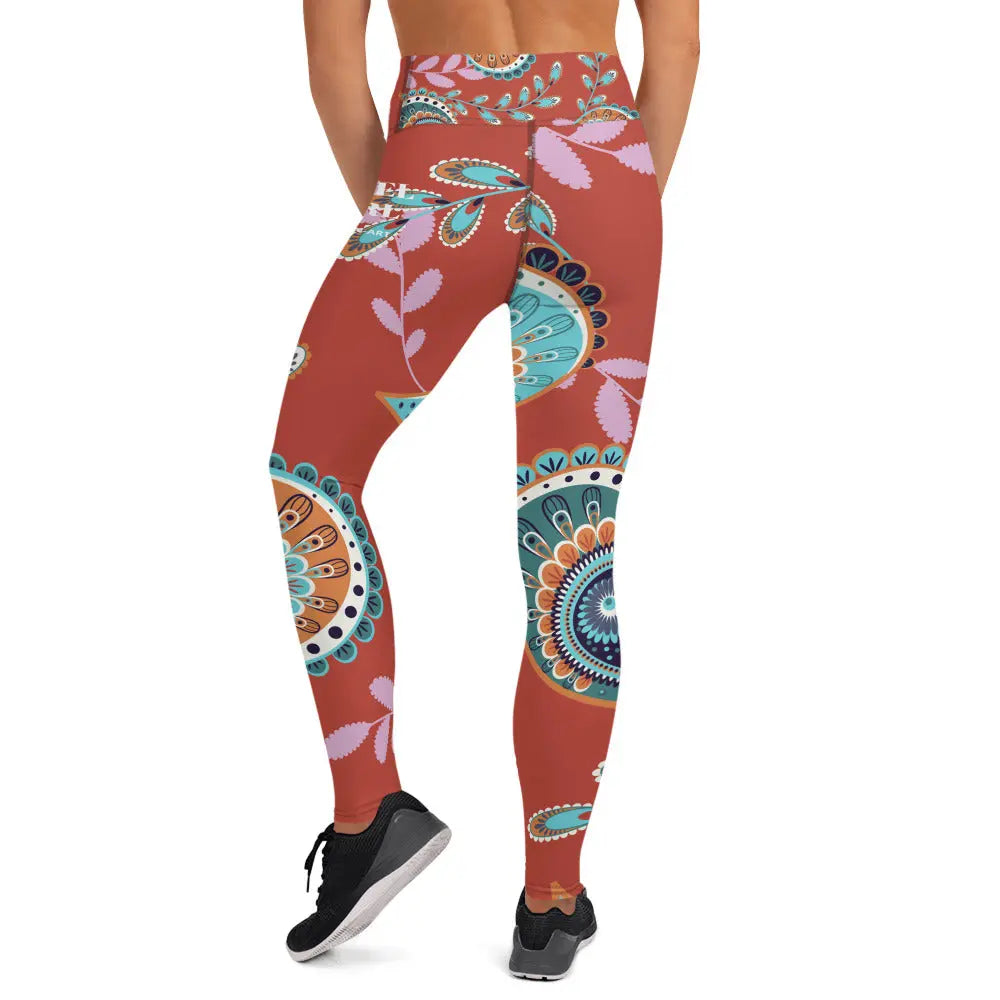 Women's high-waisted yoga leggings in premium stretchy microfiber fabric for activewear and fitness — view 3