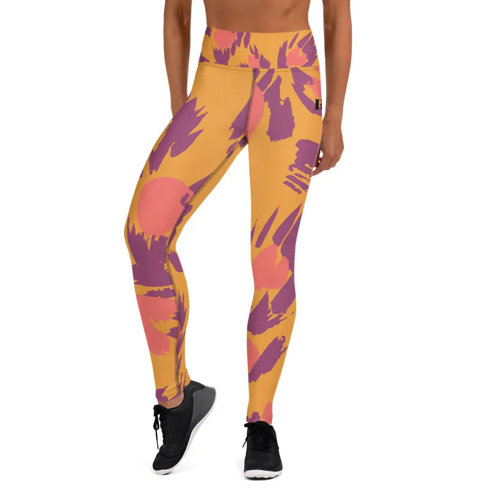 High-waist yoga leggings with smooth stretch microfiber fabric for athletic and casual wear