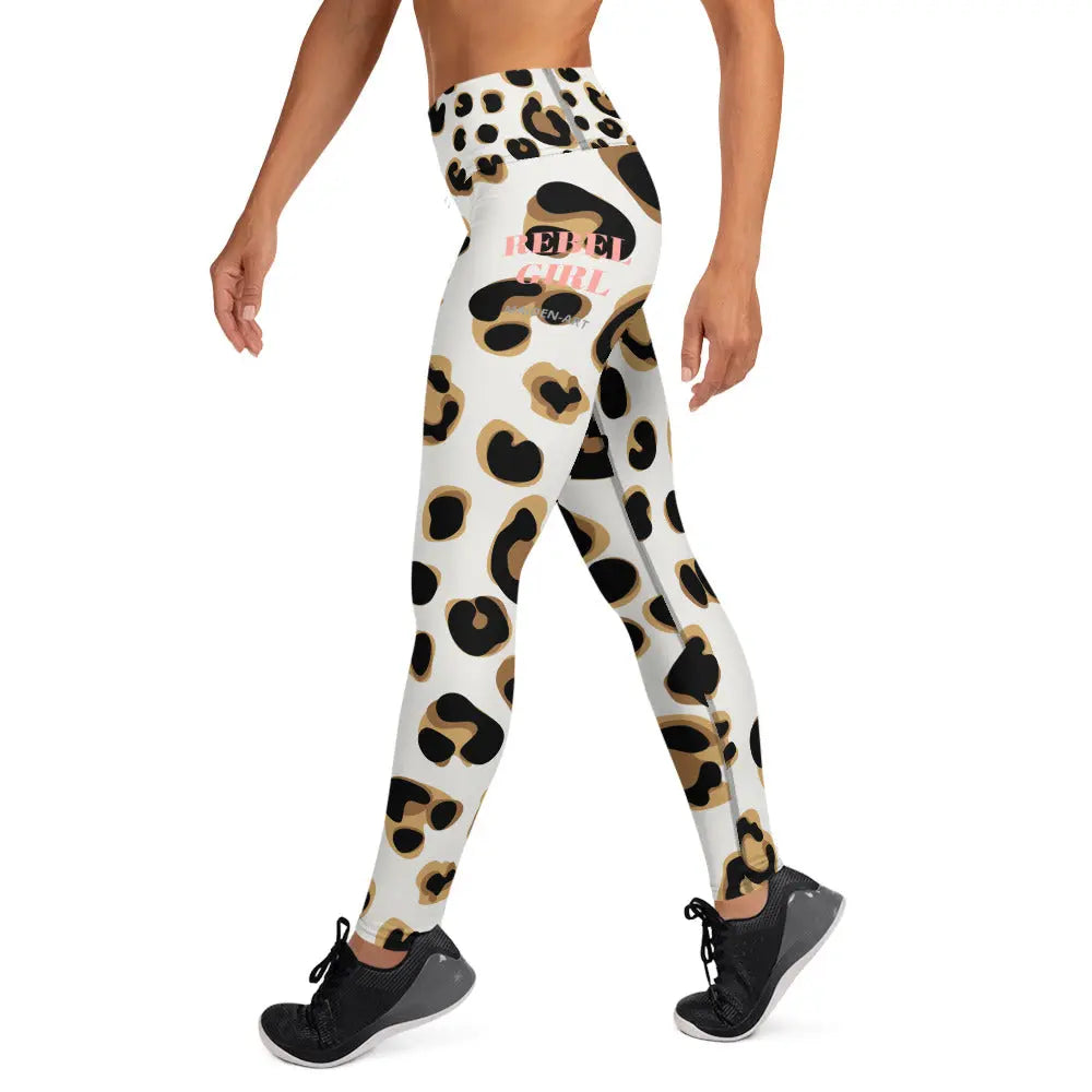 Premium high-waisted yoga leggings made with soft microfiber fabric and convenient side pockets for women. — view 2