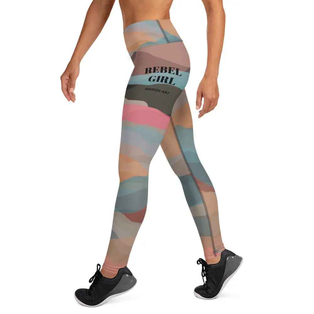 Women's high-waisted yoga leggings in solid color with four-way stretch fabric and raised waistband. — view 2