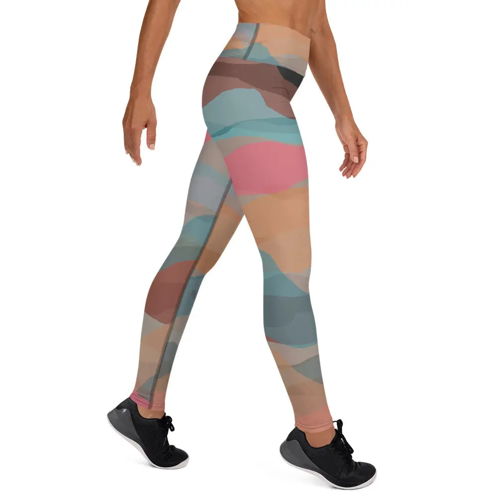 Women's high-waisted yoga leggings in solid color with four-way stretch fabric and raised waistband. — view 4