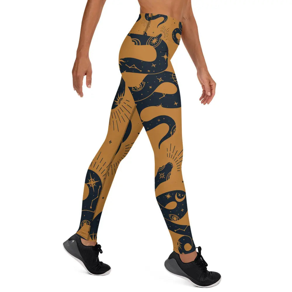 Women's high-waisted yoga leggings made from a stretchy, moisture-wicking spandex and polyester performance blend. — view 4