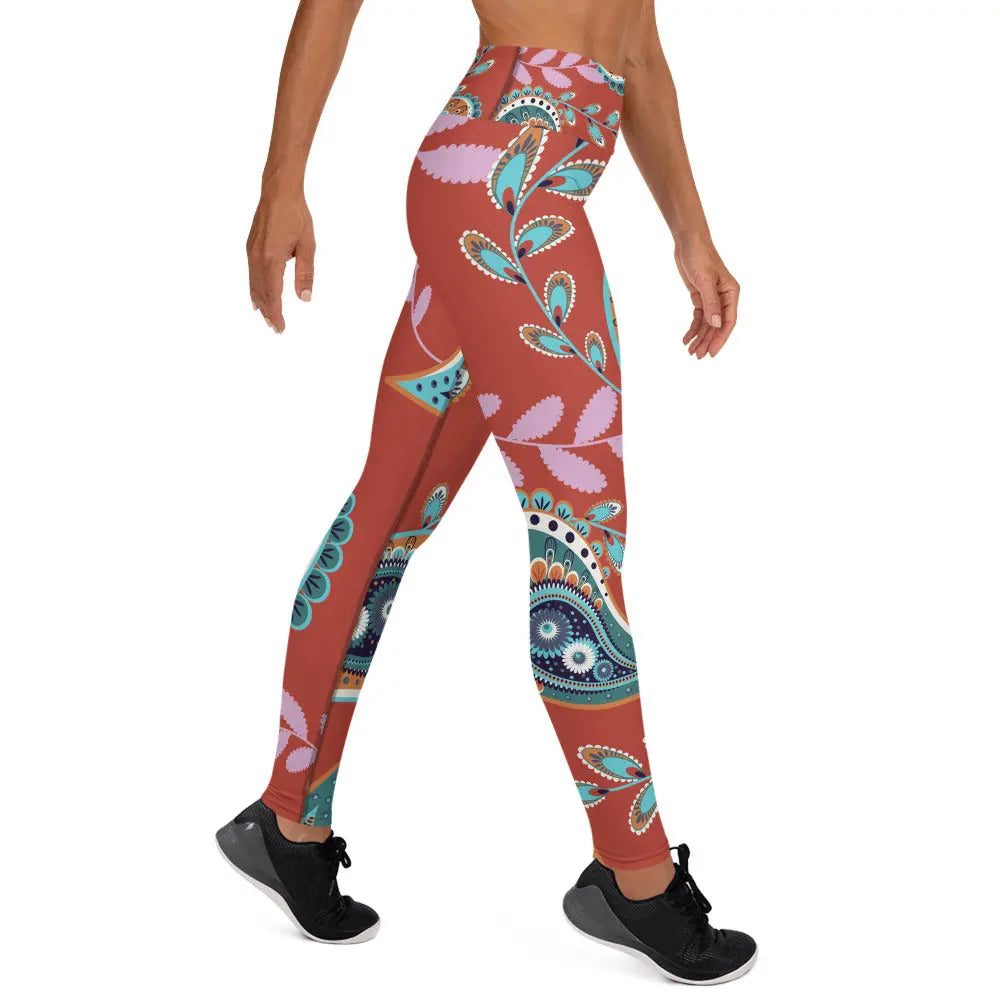 Women's high-waisted yoga leggings in premium stretchy microfiber fabric for activewear and fitness — view 4