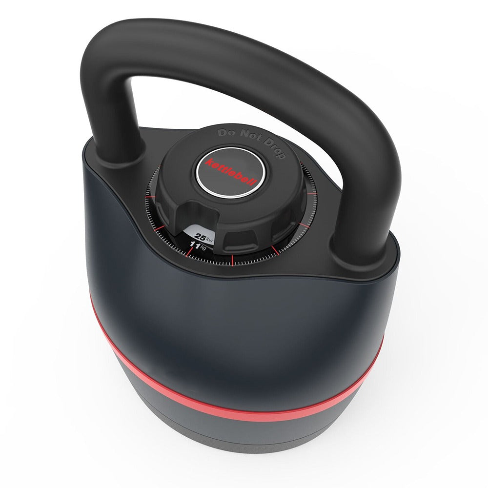 Black adjustable steel kettlebell with ergonomic handle for home gym strength training and full body workouts — view 4