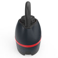 Black adjustable kettlebell with an ergonomic handle showcasing removable steel weight plates for home fitness