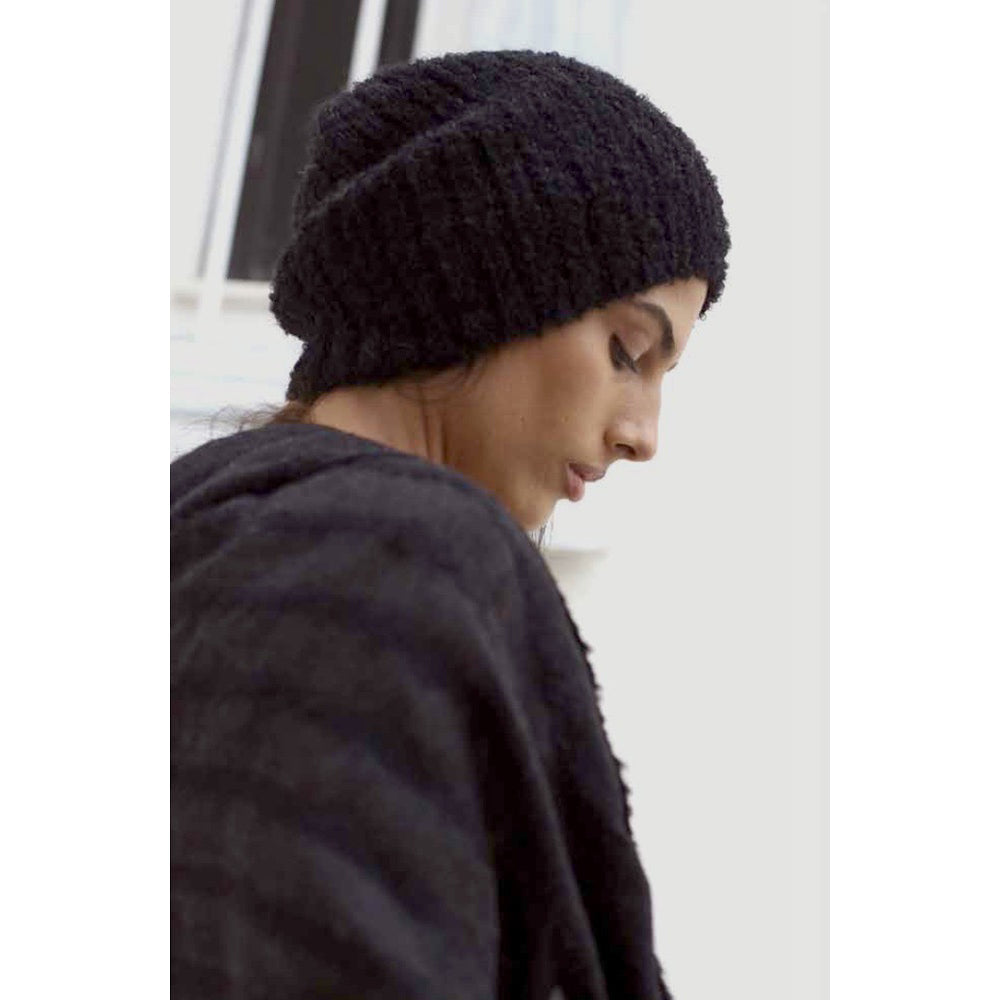Plush Black Alpaca Beanie Hat-2
