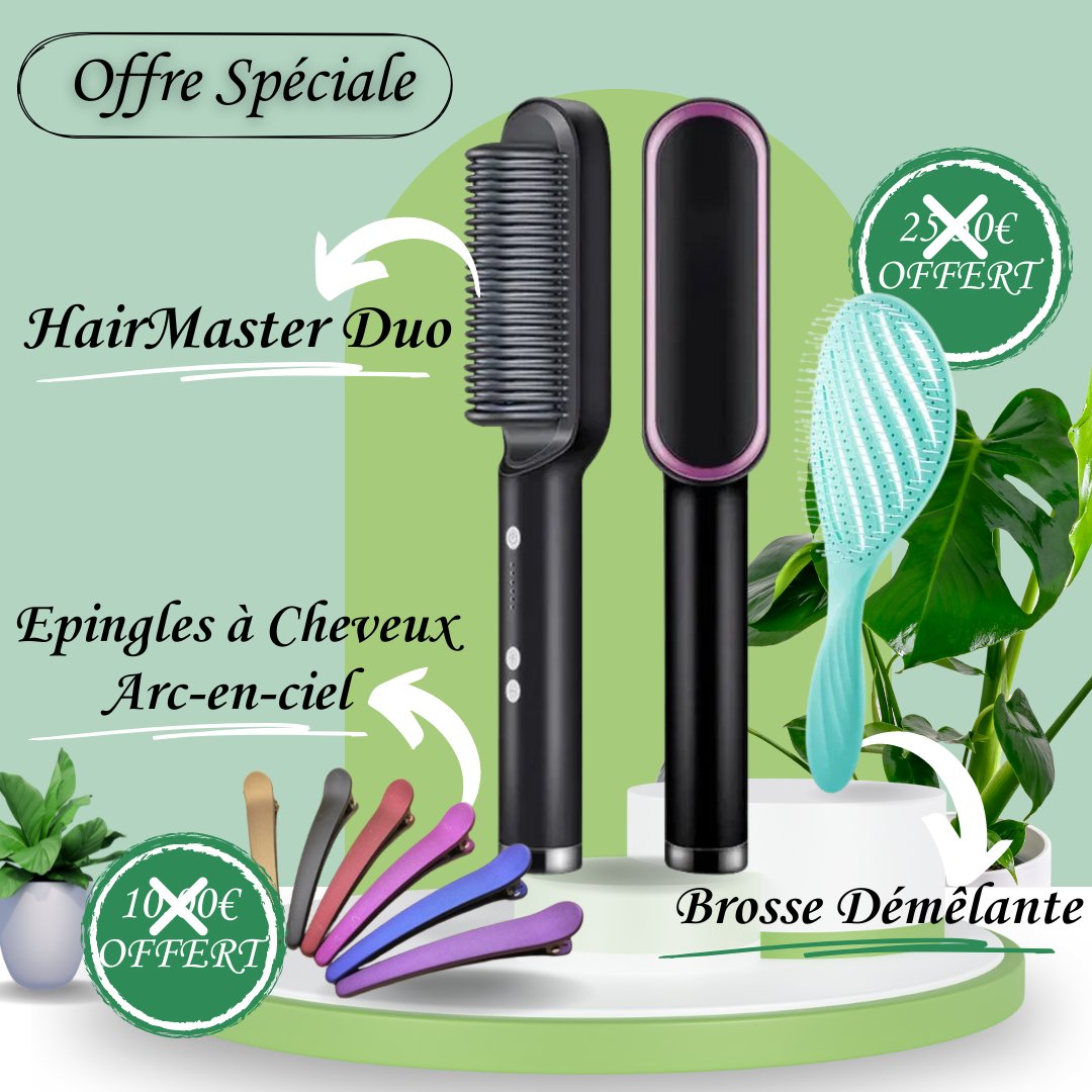 HairMaster Duo - Lisseur 2 en 1 + Brosse Offerte-0